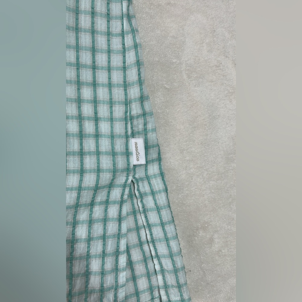 Nautica Shirt Plaid Medium Women’s Green/White Cotton Short Sleeve - Picture 5 of 9